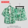 Camisa de Flores Hawaianas Traje de Playa Verano Delgado Sanya Viaje Pareja Hombre y Mujer Talla Grande Pantalones Casuales Sueltos