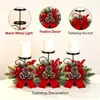 Suporte de vela de ferro forjado estilo europeu, suporte floral artificial, rack de decoração de mesa com flores artificiais, suporte de vela de Natal para casa, transfronteiriço