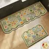 Juego de Dos Alfombrillas Retro Persas para Piso de Cocina con Patrón de Olas, Alfombrilla Absorbente de Agua y Aceite de Secado Rápido para Restaurante, Pasillo Largo, Felpudo Antideslizante
