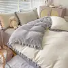 Conjunto de Roupa de Cama Estilo Princesa Veludo Leite Quatro Peças Inverno Veludo Coral Quente Espessado Capa de Edredom Veludo Dupla Face Suprimentos Outono Inverno