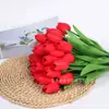 Flores Tulipán Artificiales de PU Mini Hidratantes Transfronterizos Flores Falsas Decoración del Hogar Adornos para Fotos Venta Directa de Fábrica