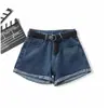 Shorts de Mezclilla para Mujer Nueva Llegada Dobladillo Combinan con Todo Cintura Alta Verano Adelgazantes Delgados Tallas Grandes Sueltos Pierna Ancha Casual Pantalones Cortos Calientes Modernos
