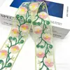 Novos Sapato e Chapéu Acessórios de Estilo Chinês Retrô Bordados de Flores Multicoloridos Estilo Étnico Hanfu Acessórios de Código de Barras 6CM de Largura