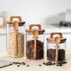 Pote de Vidro Selado com Colher, Pote de Armazenamento, Garrafa de Armazenamento para Cozinha, Pote para Exibir Alimentos, Recipiente de Vidro, Pote de Armazenamento, Pote para Chá