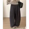 Calça moletom casual simples de outono, solta e modeladora, calça de perna larga versátil com um design de amarração moderno e um corte curvo retrô