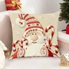 Funda de Almohada Navideña Impresa en 3D Papá Noel Reno Muñeco de Nieve Hombre de Jengibre Cojín para Sofá Funda de Almohada Decorativa Festiva