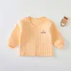 Blusa Quente para Bebê Peça Única Estilo Outono e Inverno Unissex Algodão Puro Camada Base Sem Costura Roupa Íntima Infantil Acolchoada