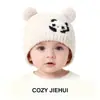 Adorable Gorro de Panda para Bebé Estilo Otoño e Invierno Dibujo Animado Infantil Peluche Cortavientos Cálido Protección para Orejas Diversión Infantil