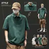 Camisa Polo de Algodão Puro Pesado de Verão Masculina 2026 Nova Manga Curta Solta Respirável T-shirt Preta Versátil Gola Lapela Tendência
