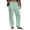 Pantalones de lino para hombre 2022 yoga playa ebay casual verano cintura elástica cordón holgados con bolsillos