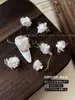Decoraciones para Uñas White Small Flower Zircon Stacked Rhinestone, Perla 3D Cuadrada de Lujo Ligero Sin Base, Pedrería al por Mayor