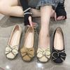 Sapatos Rasos Quadrados Únicos com Laço para Mulheres, Novos Loafers de Salto Grosso para Primavera e Outono 2026