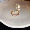 Anillo de Bloques de Color a Cuadros Dorados para Mujer, Anillo Abierto de Moda Retro Francés de Lujo Ligero para Viajes, Anillo para Dedo Índice Estilo Ins