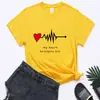 Meu Coração pertence a ele ECG amor casal terno feminino solto Gola redonda