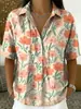 2026 Verano Transfronterizo Nuevo Top Casual para Mujer con Estampado Floral, Estilo Vacacional, Holgado, Cuello Solapa en V, Manga Corta