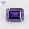 Huagang Gem Retangular Chanfro Cha Plano Fúcsia Zircão Pedra Nua Corte Esmeralda Anel Sintético AAA