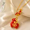 Puzuo Retención de Color Fuerte Color Arena Dorada Palabras Auspiciosas Zodiaco Oveja Collar Estilo Chino Atraer Riqueza y Bendiciones Año de la Oveja Carpa Cadena para la Clavícula