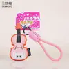 Nuevo llavero accesorio de instrumento musical de gato de cuero, lindo gatito de dibujos animados colgante de bolso de piano de cuero, pequeño regalo