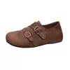 Zapatos de Salón Individuales para Mujer con Aumento Interno de Altura, Punta Redonda, Gamuza, Correa con Hebilla, Suela Suave, Mocasines sin Cierre, Mocasines Versátiles y de Moda