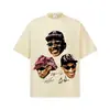 Camiseta Masculina de Manga Curta com Gola Redonda e Ombros Caídos, Estampa Digital de Flocos de Neve com Três Estrelas dos Bulls, Tecido Pesado, Coleção Primavera/Verão 2026