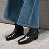 Botas Estrechas con Tacón Grueso y Cierre Trasero 2026 Nuevo Estilo Otoño e Invierno Discretas y Elegantes Botas de Moda de Piel Genuina Botas de Piel de Vaca Europeas y Americanas