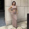 Comércio Exterior Transfronteiriço Popular Roupas Femininas Verão Novo Cor Sólida Colete Saia Curta Conjunto de Duas Peças para Mulheres
