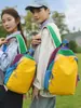 Transfronteiriço 2025 Novo Estilo Costura Cor Contrastante Impermeável Unissex Mochila Mochila Bolsa para Notebook Bolsa de Viagem