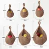 Red colgante de pared tejida a mano con cuerda de algodón, cesta de almacenamiento para verduras y frutas, nido de pájaro, red colgante de pared con forma de gota de agua