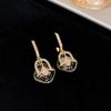 Aretes de Tuilpán de Cristal Gris con Zirconia Microincrustada Aguja de Plata S925 Estilo para Mujer Moda Lujo Ligero Aretes de Botón