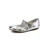 Sapatos Mary Jane de Pele de Ovelha Plissados Macios 2026 Primavera Planos Versáteis Bico Redondo Couro Genuíno Tira Única Sapatos Femininos