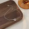 Heng Heng S999 Pulsera Geométrica de Círculo Incrustado en Plata para el Pie para Mujer Estilo Pequeño Fresco Minimalista Frío Estilo Mori Pulsera Sentido Avanzado