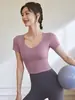 Ropa de Yoga Fina para Primavera 2026 Ropa de Fitness de Manga Corta para Mujer Tops de Entrenamiento Ajustados Camisetas Deportivas para Correr para Mujer