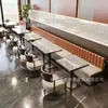 Restaurante Ocidental Comercial Sofá de Canto de Aço Inoxidável Mesa de Jantar Loja de Churrasco Cafeteria Combinação de Mesa e Cadeira de Madeira Maciça