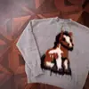 Suéter de Punto de Mohair con Diseño Jacquard Suave para Hombre, Estilo Americano Primavera 2026, Suéter Holgado Relajado de Cuello Redondo