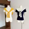 Conjunto de Dos Piezas para Mujer: Chal Blanco Suelto y Libre con Camiseta de Manga Corta, Verano Casual, Top Estilo Old Money