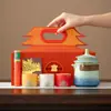 Juego de Té de Viaje Cultural y Creativo de la Ciudad Prohibida: Olla Única, Tres Tazas, Set de Té Rápido, Regalo de Negocio Portátil para Exteriores, Recipiente para Té, Bolsa de Viaje
