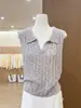 Ropa de mujer de alta gama Shenzhen Nanyou: tejido calado con cuello, chaleco sin mangas, chaleco, top estilo 'old money' para verano