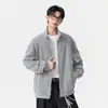 Ropa para Hombre Pengyun: Cárdigan Gris con Cuello Alto, Sudadera de Color Sólido, Nuevo Estilo Otoño/Invierno, Chaqueta para Hombre Gruesa y Forrada de Polar, Moderna