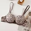 Ropa interior de mujer con estampado de leopardo retro transfronteriza dropshipping reunión para pechos pequeños anti-flacidez nuevo sujetador sexy ajustado mango
