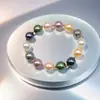 Pulseira de Pérolas de Cristal Dopamina Colorida Mista Transfronteiriça para Mulheres, Nicho de Luxo Leve, Moda Exquisita, Sensação de Alto Padrão, Pulseira de Verão