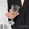 Estilo Ins Restaurante de Celebridad de Internet Vidrio Tallado en Relieve Diamante Retro Alto Valor de Color Copa de Champán de Pie Alto Copa para Beber Jugo