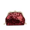 Bolso de mano de hebilla cruzada, superficie brillante, estilo Chanel pequeño, bolso de noche con lentejuelas, moda nicho, bolso bandolera con cadena, bolsos