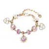 2025 Panjia Nuevo Más Vendido Corazón Morado de Diamante Flor de Electrocardiograma Zirconia Pulsera de Abalorios DIY Al por Mayor