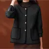 Ropa Nueva y Elegante para Mamá Otoño e Invierno Estilo Pequeño Chanel Abrigo de Lana Sintética Cárdigan de Punto Simple para Mujeres de Mediana Edad y Mayores