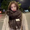 Bufanda Grande de Cuadros con Puntos Nueva para Mujer, Estilo Coreano Otoño/Invierno, Sencilla, Versátil, para Estudiantes, Parejas, Calentador de Cuello Cálido, de Moda