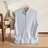 Suéter Masculino 100% Caxemira Outono Jovem Popular Reto Médio Espessura Casual Gola Alta Meia Zíper Colete