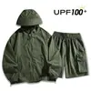 Traje de Protección Solar para Hombre Nuevo Verano Ropa de Protección Solar Shorts de Secado Rápido Transpirables para Exteriores Ropa Casual para Pareja Traje Anti-UV