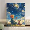 Línea de Camping Cachorro Dibujo Animado Fondo Anime Tela Colgante de Pared Habitación de Estudiante Decoración de Dormitorio Pintura al Óleo Digital
