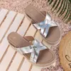 Sandalias de cuña casuales cómodas para mujer, modelo nuevo de verano 2026, tamaño grande, con punta abierta y tiras cruzadas, slip-on