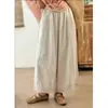 Calça Wide Leg Feminina de Verão, Estilo Fino, Petite, Solta, Casual, Nove Pontos, Patchwork de Renda com Caimento, Cintura Alta, Algodão Linho, Perna Reta